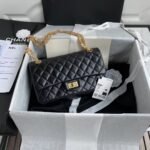 Chanel 23A Classic Medium 2.55 Flap Bag Black Distressed Calfskin Gold Hardware