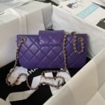 Chanel 24C AS4611 Vintage Logo Lambskin Rectangular Shoulder Bag Purple - Image 2