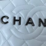 Chanel 24C AS4579 Star Bag White and Black Satin Black Metal Hardware - Image 3