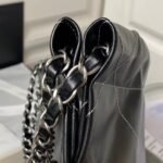 Chanel 22 AS3260 Small Bag Black and Silver Shiny Calfskin Silver Hardware - Image 5