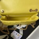 Chanel 23S AS4064 Camellia Embossed Chain Lambskin Flap Bag Yellow - Image 7