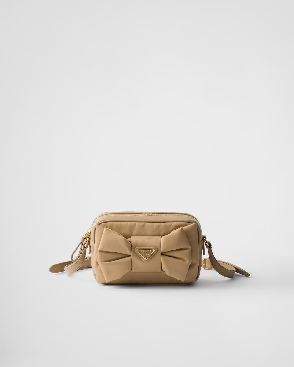 b09ba4058b404c90b722ffc5d791caab.jpg Re-Nylon and Nappa Leather Mini Shoulder Bag With Bow - Image 1