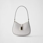 Prada Cleo Brushed Leather Shoulder Bag With Clasp Closure