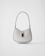 Prada Cleo Brushed Leather Shoulder Bag With Clasp Closure