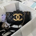 Chanel 24C AS4611 Vintage Logo Lambskin Rectangular Shoulder Bag Black
