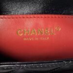 Chanel 24A AS4992 Mini Shiny Lambskin Flap Bag With Top Handle Black - Image 9