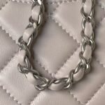 Chanel 23K AS1787 Mini Pearl Embossed Rectangular Flap Bag Lambskin Brushed Silver Metal Hardware Light Purple - Image 9