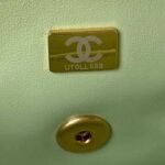 Chanel 23K AS1787 Mini Pearl Embossed Rectangular Flap Bag Lambskin Brushed Metal Hardware Light Green - Image 8