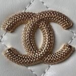 Chanel AP3804 Clutch Lambskin Cosmetic Bag With Pearl Handle White - Image 3
