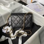 Chanel AS4986 Mini Flap bag Shiny Lambskin Imitation Pearls & Gold-Tone Metal Black - Image 2