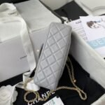 Chanel 23K AS1787 Mini Pearl Embossed Rectangular Flap Bag Lambskin Brushed Metal Hardware Light Grey - Image 5