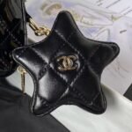Chanel AS4647 Mini Flap Bag With Star Coin Purse Metallic Calfskin & Gold Metallic Black - Image 6