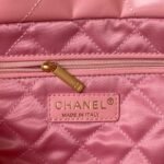 Chanel 22 Hobo Bag 24C AS4486 Gold Metallic Dark Pink Shiny Calfskin New Edition Horizontal - Image 9