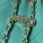 Chanel 24S AS4810 Medium CC Drawstring Backpack Shiny Lambskin Light Gold Hardware Green - Image 6
