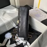 Chanel AS4997 Flap Bag with top Handle Shiny Lambskin Imitation Pearls & Gold-Tone Metal Black - Image 6