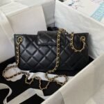Chanel 24C AS4611 Vintage Logo Lambskin Rectangular Shoulder Bag Black - Image 2