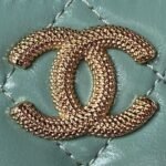 Chanel AP3804 Clutch Lambskin Cosmetic Bag With Pearl Handle Green - Image 3