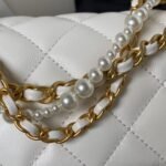 Chanel AS4385 Mini Flap Bag Pearl Lambskin Faux Pearl & Gold Metal White - Image 4