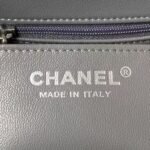 Chanel 23C AS1786 Mini Square Pearl Embossed Flap Bag Antique Silver Hardware Dark Grey - Image 8