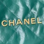 Chanel 22 AS3260 Small Bag Dark Green Calfskin Gold Hardware - Image 3
