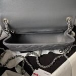 Chanel 23K AS1787 Mini Pearl Embossed Rectangular Flap Bag Lambskin Brushed Silver Metal Hardware Dark Grey - Image 6
