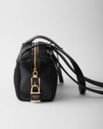 Re-Nylon and Leather Medium Top-Handle Bag With Padlock - Image 3