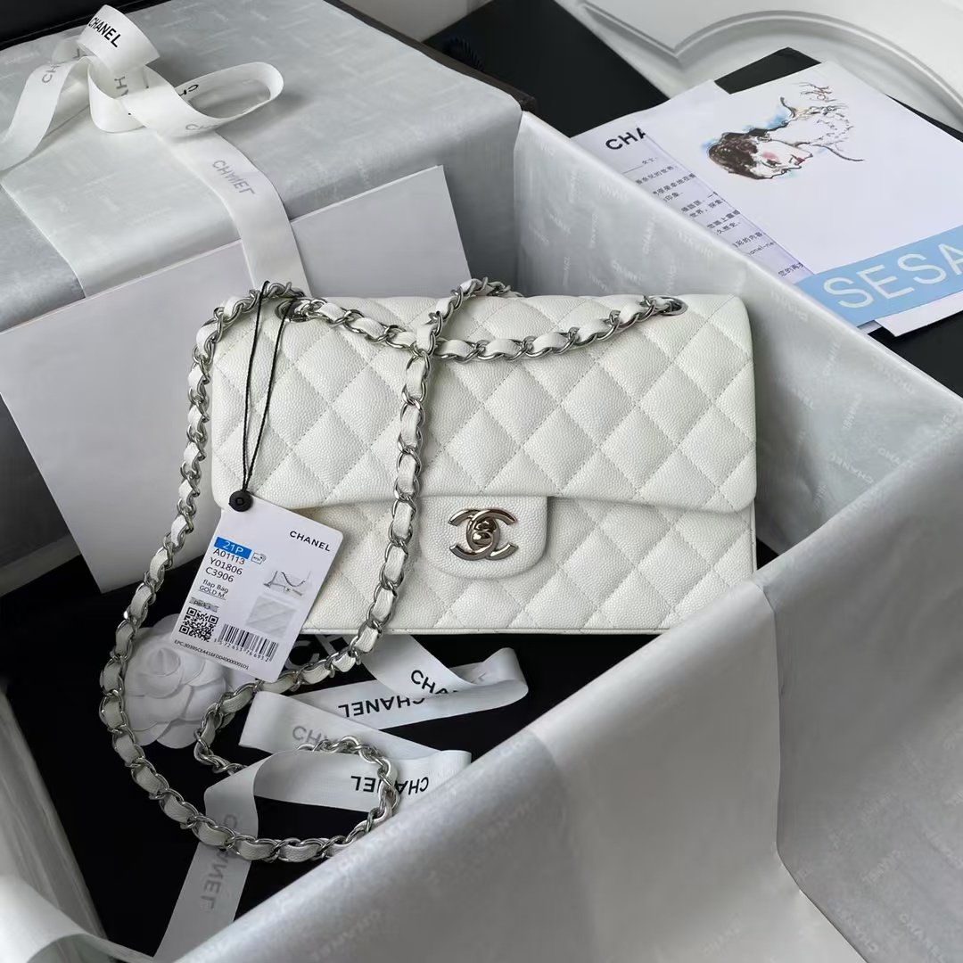 cb979c3e33cd4afbb397adbd6708c02e.jpg Chanel Small Classic Handbag Caviar Silver Hardware - Image 1