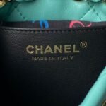Chanel 24S AS4810 Medium CC Drawstring Backpack Shiny Lambskin Light Gold Hardware Green - Image 9