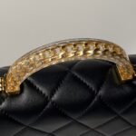 Chanel AS4847 Mini Flap Bag With Top Handle Lambskin Resin Black - Image 8
