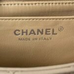 Chanel 23K AS1787 Mini Pearl Embossed Rectangular Flap Bag Lambskin Brushed Silver Metal Hardware Apricot - Image 9