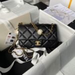Chanel AS4861 Small Flap Bag Pearl Lambskin Faux Pearl & Gold Metal Black