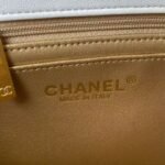 Chanel 23K AS1787 Mini Pearl Embossed Rectangular Flap Bag Lambskin Brushed Metal Hardware White - Image 8