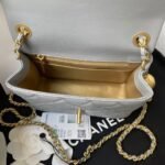Chanel 23C AS1786 Mini Square Pearl Embossed Flap Bag Antique Gold Hardware Light Blue - Image 4