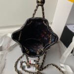Chanel 24S AS4810 Medium CC Drawstring Backpack Shiny Lambskin Light Gold Hardware Black - Image 3