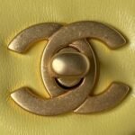 Chanel 23S AS4041 Mini Camellia Embossed Rectangular Flap Bag Antique Gold Metal Hardware Yellow - Image 3