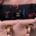 Chanel 24S AS4810 Medium CC Drawstring Backpack Shiny Lambskin Light Gold Hardware Pink - Image 8