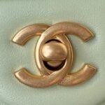 Chanel 23K AS1787 Mini Pearl Embossed Rectangular Flap Bag Lambskin Brushed Metal Hardware Light Green - Image 3
