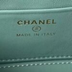 Chanel AP3804 Clutch Lambskin Cosmetic Bag With Pearl Handle Green - Image 8