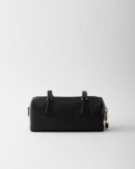 Re-Nylon and Leather Medium Top-Handle Bag With Padlock - Image 5