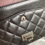Chanel 23A Classic Medium 2.55 Flap Bag Black Distressed Calfskin Ruthenium Hardware - Image 8