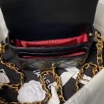 Chanel 24A AS4992 Mini Shiny Lambskin Flap Bag With Top Handle Black - Image 5
