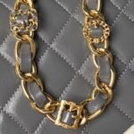 Chanel 24A AS4992 Mini Shiny Lambskin Flap Bag with Top Handle Grey - Image 7