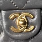 Chanel 24A AS4992 Mini Shiny Lambskin Flap Bag with Top Handle Grey - Image 3