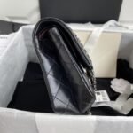 Chanel 23A Classic Medium 2.55 Flap Bag Black Distressed Calfskin Ruthenium Hardware - Image 5