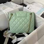 Chanel 24C AS4596 Vintage Logo Quilted Lambskin Shoulder Bag Light Green - Image 2