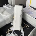 Chanel AS4997 Flap Bag Top Handle Shiny Lambskin Imitation Pearl & Gold Metal White - Image 5