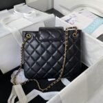 Chanel 24C AS4596 Vintage Logo Quilted Lambskin Shoulder Bag Black - Image 2