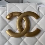 Chanel 24C AS4596 Vintage Logo Quilted Lambskin Shoulder Bag White - Image 3