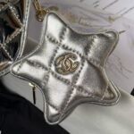 Chanel AS4648 Flap Bag Star Coin Purse Mirrored Calfskin Metallic Calfskin & Gold Metallic Silver - Image 3