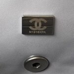 Chanel 23K AS1787 Mini Pearl Embossed Rectangular Flap Bag Lambskin Brushed Silver Metal Hardware Light Grey - Image 8